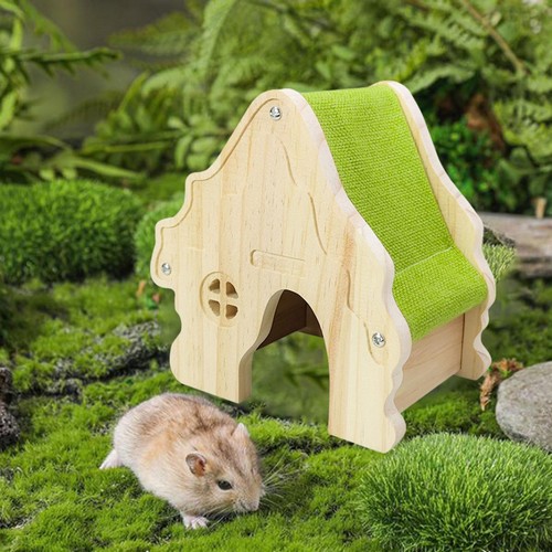 Hamster wooden house hideout - hamster,
