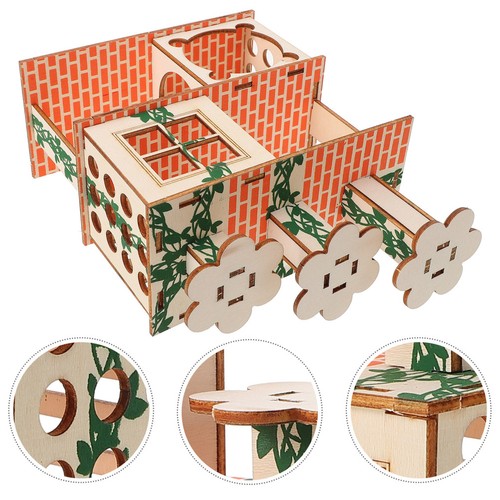 Hamster wood hut reusable cage - hut,